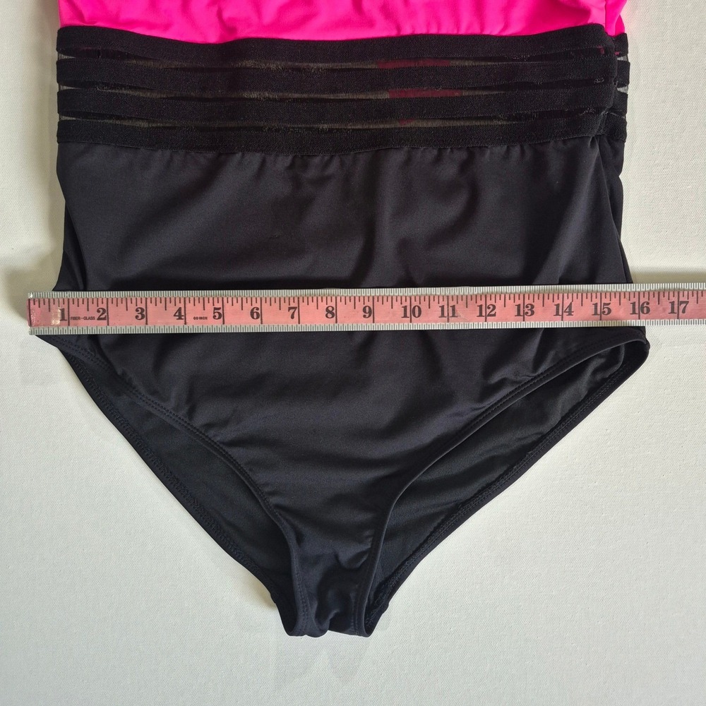 Holipick Womens One Piece Swimsuit Pink Black One Shoulder Mesh XL New With Tags - Picture 4 of 8
